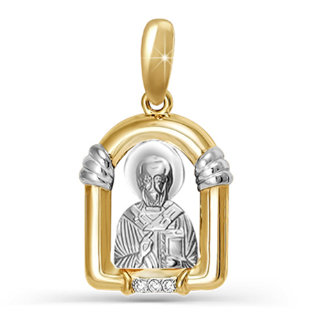 Подвеска"Св.Николай", золото, бриллиант, БР130286